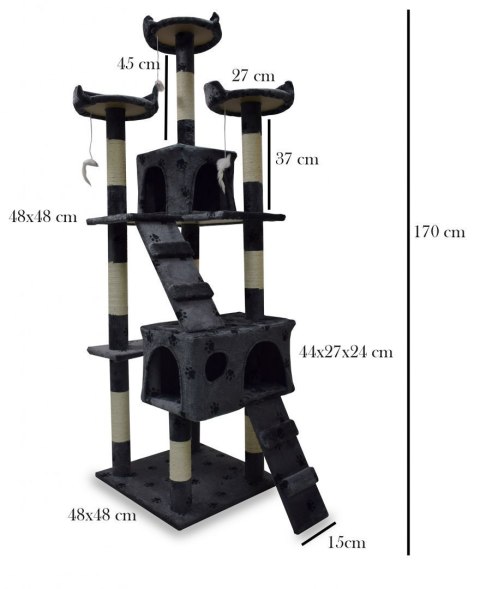 Drapak drzewko Legowisko Wieża dla Kota 170cm Ciemnoszary w łapki Drapak drzewko Legowisko Wieża dla Kota 170cm Ciemnoszary w łapki