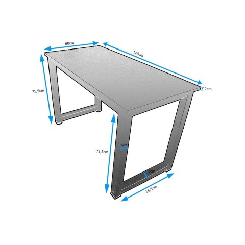 Biurko Loftowe 120x60 cm Metalowa Rama Industrialne do Biura i Nauki