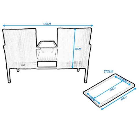 KANAPA OGRODOWA TECHNORATTAN ZE STOŁEM SZKŁO HARTOWANE KOMPAKTOWA Bituxx