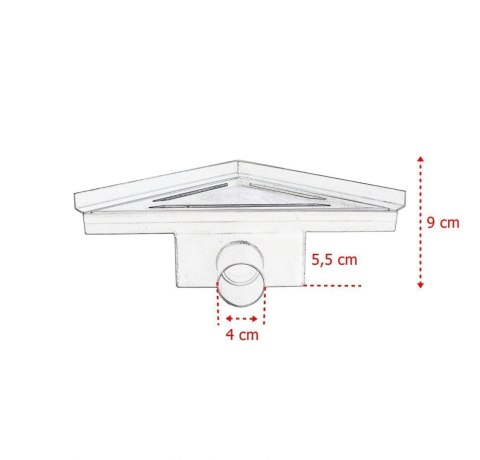 Odpływ trójkątny Ściek wodny prysznicowy 25x25