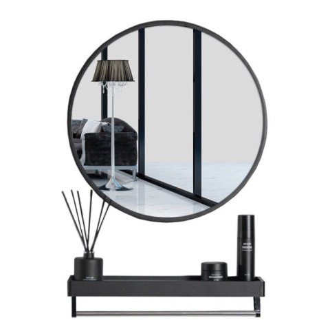 Lustro z półką 70cm czarne Lustro z półką 70cm czarne