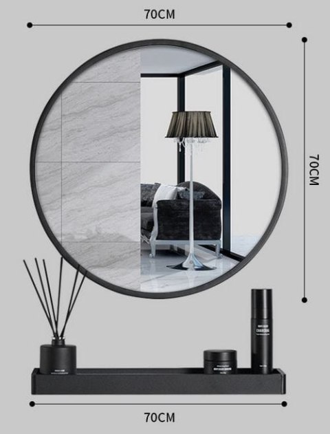 Lustro z półką 70cm czarne Lustro z półką 70cm czarne