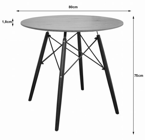 Stół TODI Okrągły 80cm - dąb