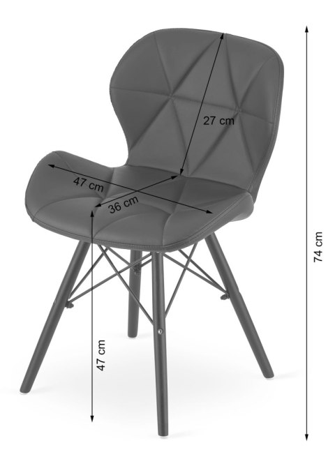 Krzesło LAGO ekoskóra - szare / nogi czarne x 2