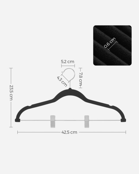 Wieszaki z klamerkami czarne 12szt - CRF12B