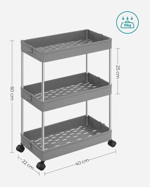 Szafka na kółkach 3 półki szara - KSC009G01