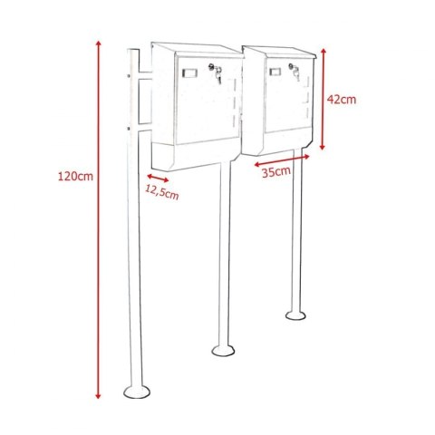 SKRZYNKA POCZTOWA LISTY PODWÓJNA ZE STOJAKAMI