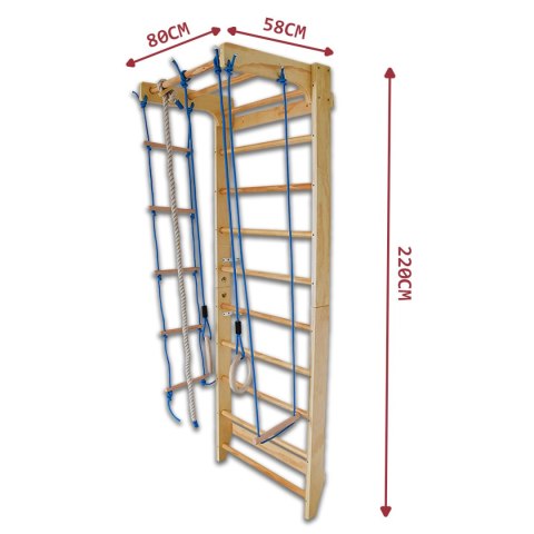 Drabinka gimnastyczna z dodatkowymi elementami 220cm