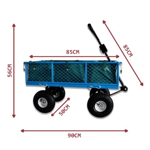 Wózek Ogrodowy 300 kg Pneumatyczne Koła Demontowalne Ścianki Stalowy Kosz
