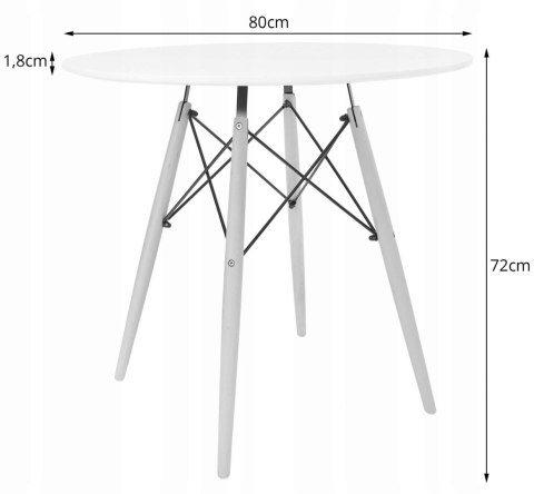 Zestaw stół okrągły TODI 80cm biały + 4 krzesła MARK czarne