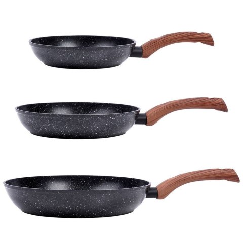 ZESTAW 3 PATELNI GRANITOWYCH BLACK&WOOD 20/24/28 cm 199011