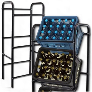 Metalowy Regał na 3 Skrzynki z Napojami Stabilny Organizer 116x50x34 cm