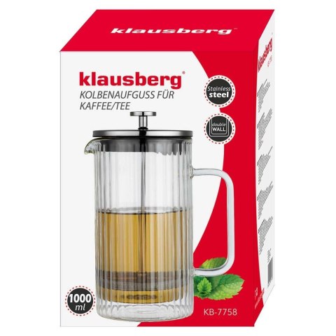 ZAPARZACZ TŁOKOWY DO KAWY/HERBATY TERMICZNY 1000ml KLAUSBERG KB-7758