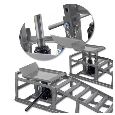 Rampy z podnośnikiem hydraulicznym grafitowe 2x2000 kg szerokość opony 22cm