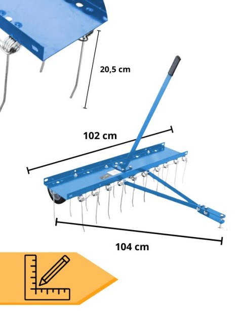 Wertykulator Grzebieniowy 102 cm do Traktorka Usuwanie Mchu Napowietrzanie