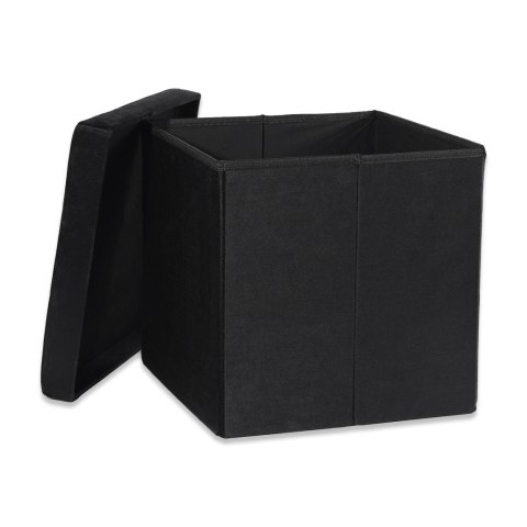 Pufa składana L z guzikami - 38x38x38cm aksamit czarna x 8 Pufa składana L z guzikami - 38x38x38cm aksamit czarna x 8