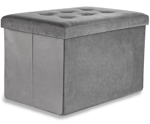 Pufa składana XL z guzikami - 60x38x38cm aksamit szara x 4 Pufa składana XL z guzikami - 60x38x38cm aksamit szara x 4