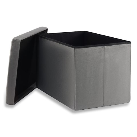 Pufa składana XL z guzikami - 60x38x38cm aksamit szara x 4 Pufa składana XL z guzikami - 60x38x38cm aksamit szara x 4