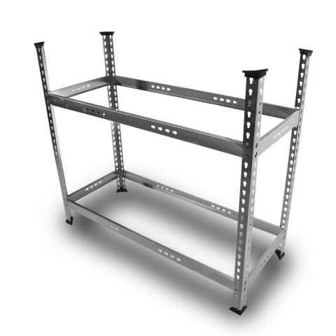 Regał metalowy na opony 8 kół 150 kg czarny lekki bez narzędzi Regał metalowy na opony 8 kół 150 kg czarny lekki bez narzędzi