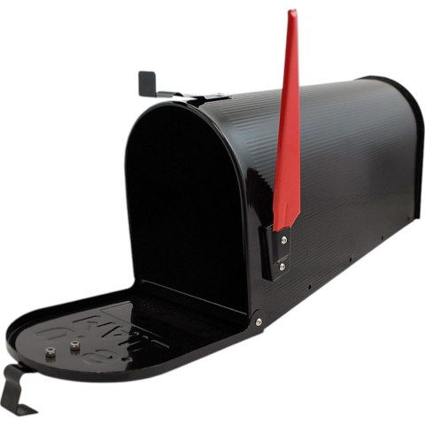 Skrzynka pocztowa usa postmail czarna stalowa amerykańska z flaga listy